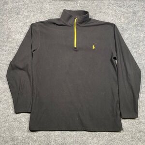 Polo Ralph Lauren Performance Mens Large Tall LT Black Yellow Quarter Zip Fleece